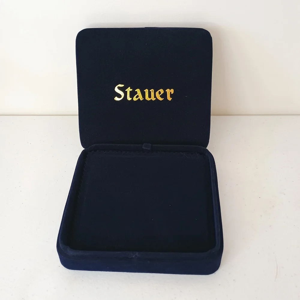 Stauer Blue Velvet Necklace Storage Jewelry Box Carry Case Padded